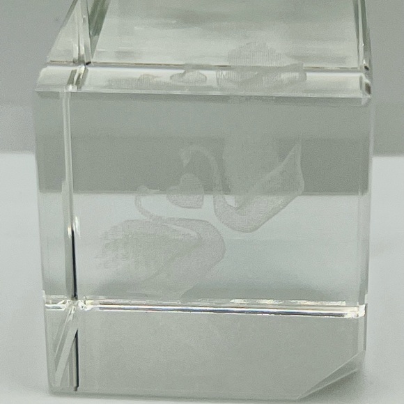 Office 3d Laser Etched Cube Glass Paperweight Birds With Heart Poshmark